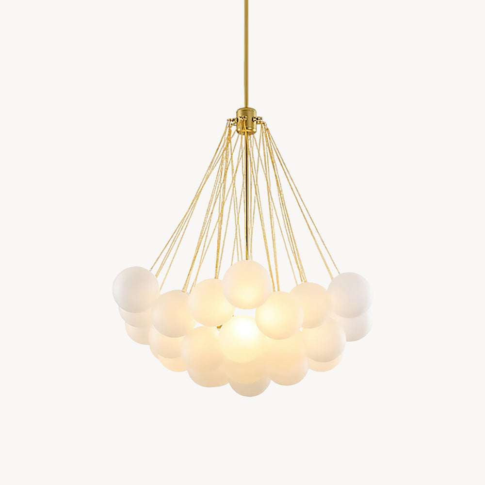 Pendant Light Frosted Glass Sphere Cluster Ø 80.0 cm Gold Dining Room Kitchen Island Cloud Chandelier Hanging Ceiling Light | Thomler