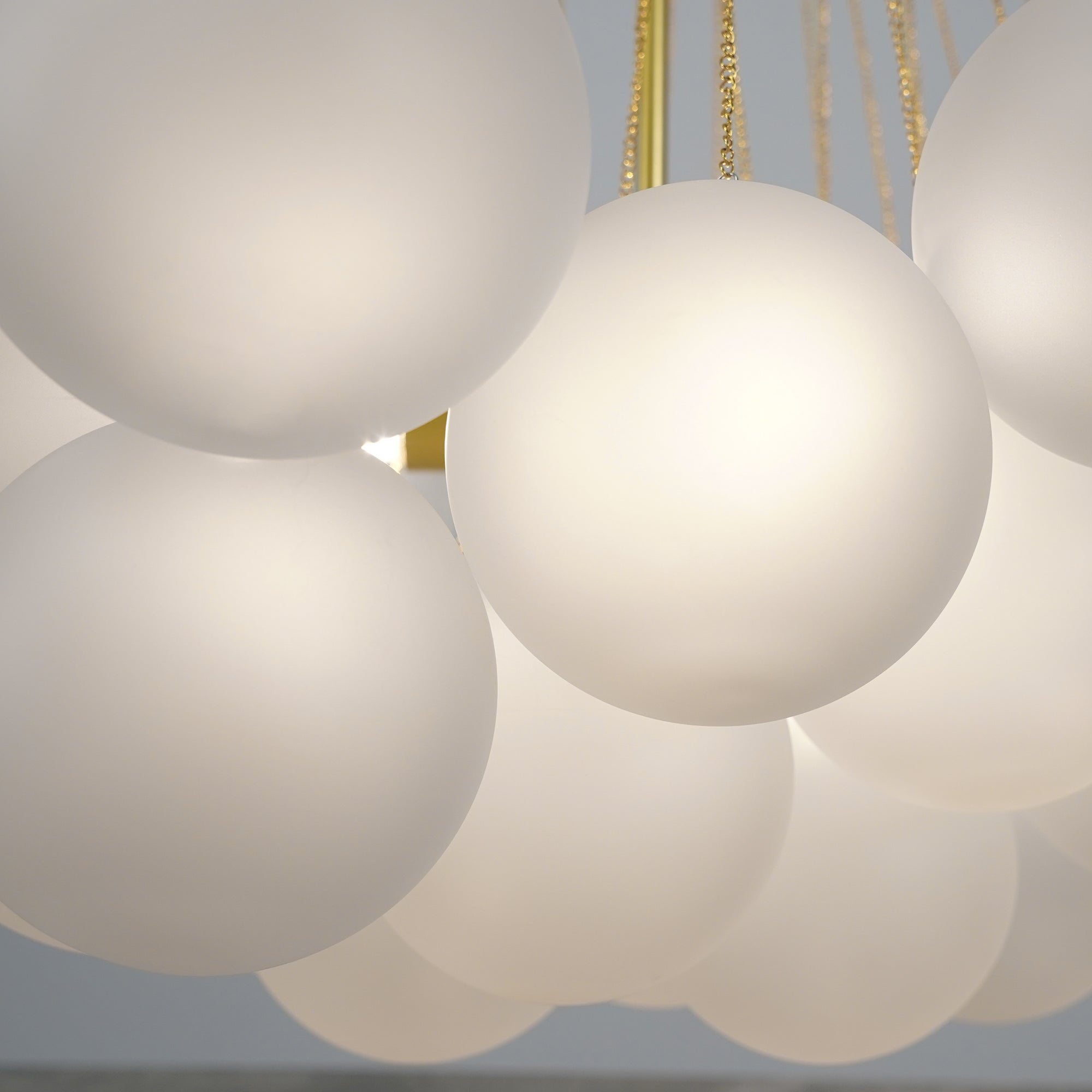 Pendant Light Frosted Glass Sphere Cluster Ø 80.0 cm Gold Dining Room Kitchen Island Cloud Chandelier Hanging Ceiling Light | Thomler