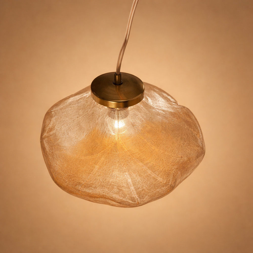 Handblown Sculptural Pendant in Warm Glass Finish for Dining Room Kitchen Island Loft Apartment | Thomler