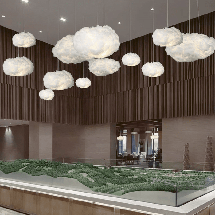 Cotton Cloud Hanging Pendant Light for Bedroom & Nursery | Soft White Glow Ceiling Fixture | Modern Fluffy Kids Room Decor | Winter Sky | Thomler