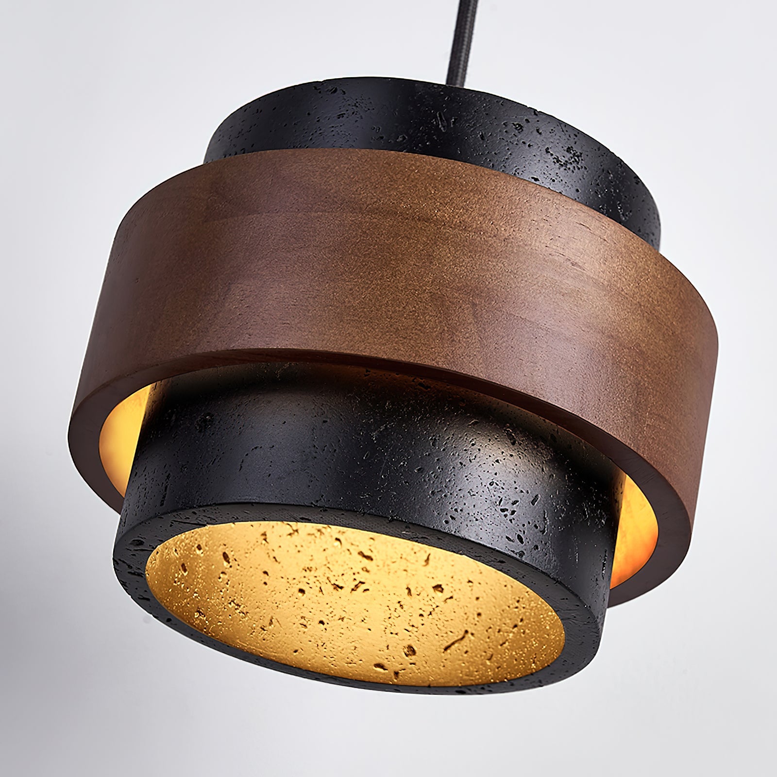 Pendant Light Travertine Stone Shade 6.7 in Ambient Walnut Wood Dining Room Kitchen Island Hanging Lamp | Thomler