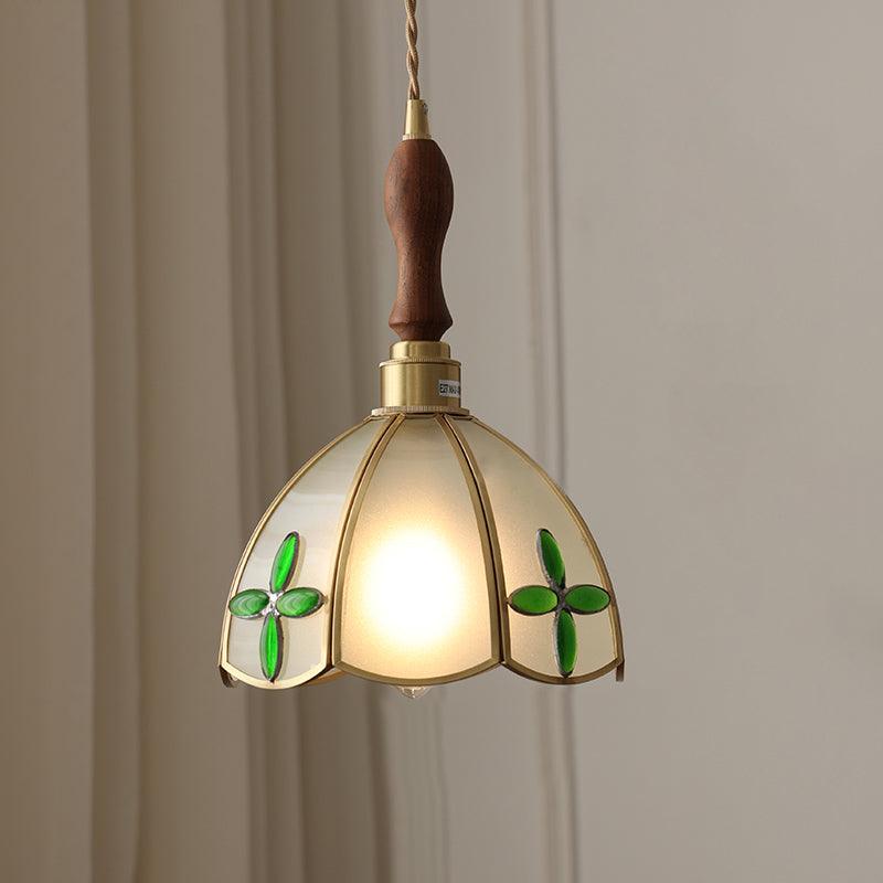 Pendant Light Stained Glass Cone 10.6 in Adjustable Kitchen Dining Room Hanging Lamp | Thomler
