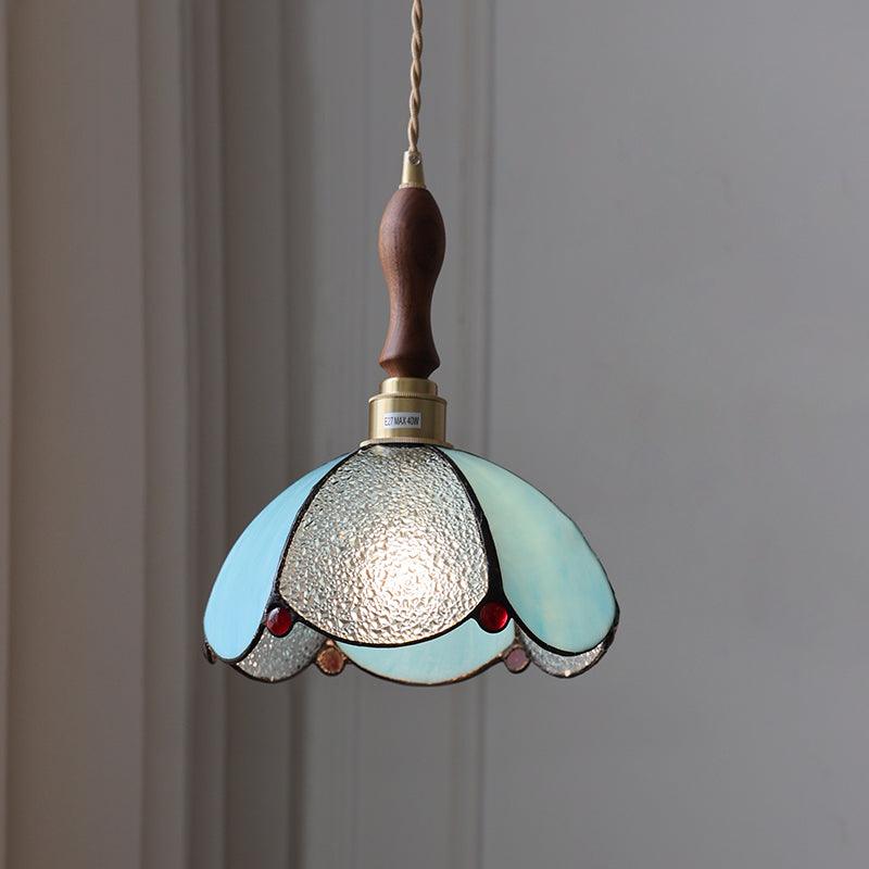 Pendant Light Stained Glass Cone 10.6 in Adjustable Kitchen Dining Room Hanging Lamp | Thomler