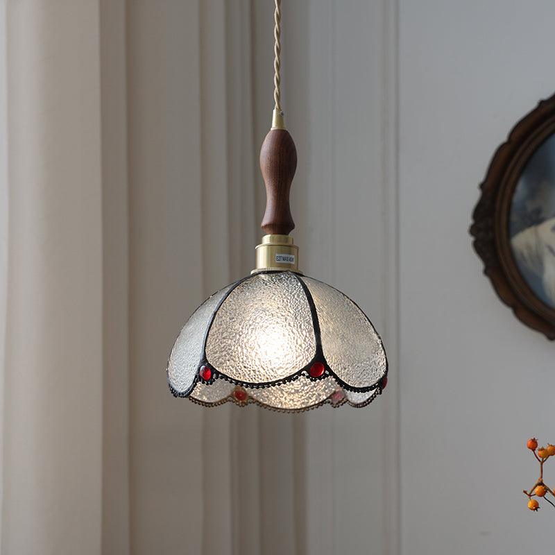 Pendant Light Stained Glass Cone 10.6 in Adjustable Kitchen Dining Room Hanging Lamp | Thomler