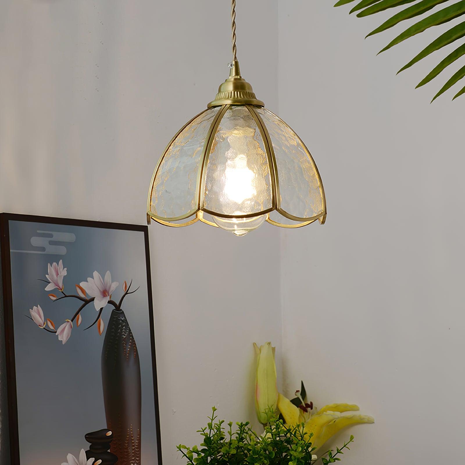 Pendant Light Stained Glass Cone 10.6 in Adjustable Kitchen Dining Room Hanging Lamp | Thomler