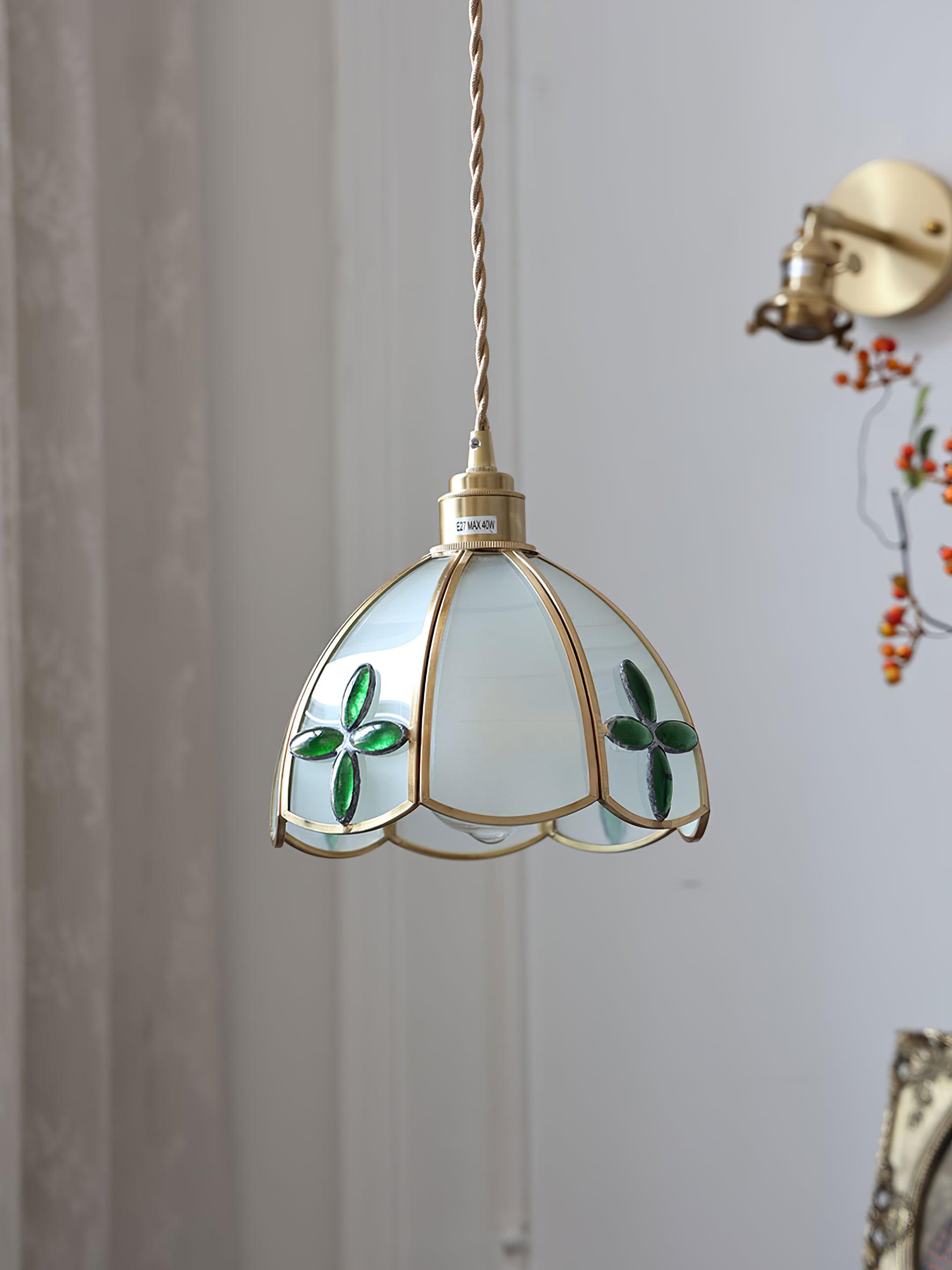 Pendant Light Stained Glass Cone 10.6 in Adjustable Kitchen Dining Room Hanging Lamp | Thomler