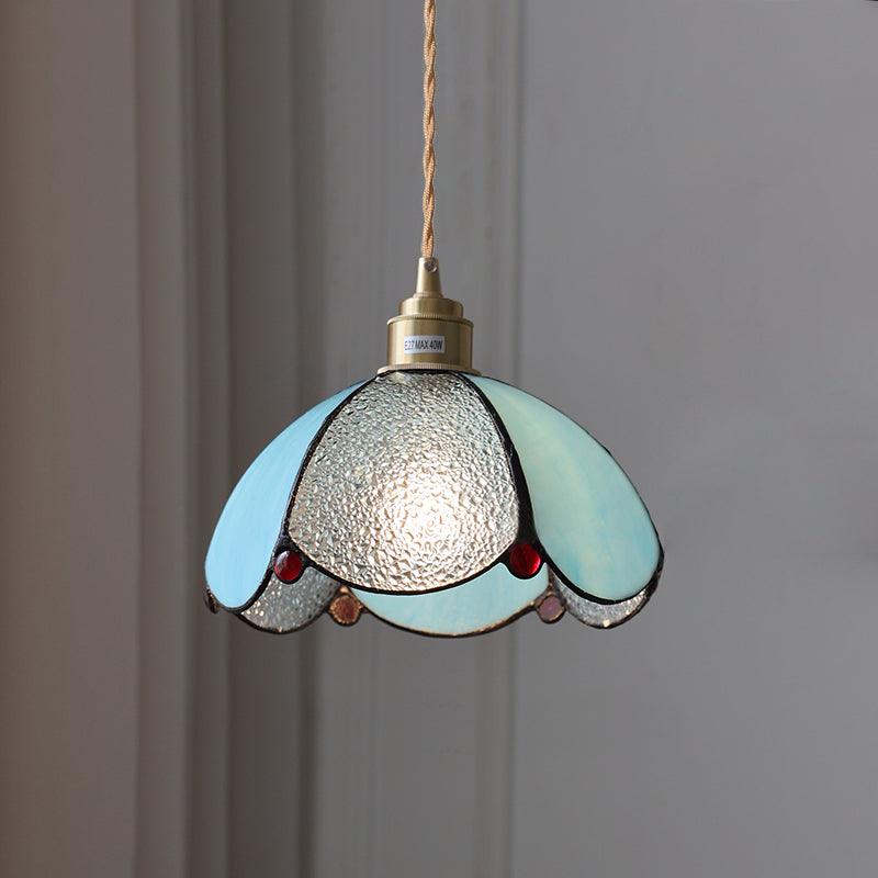 Pendant Light Stained Glass Cone 10.6 in Adjustable Kitchen Dining Room Hanging Lamp | Thomler