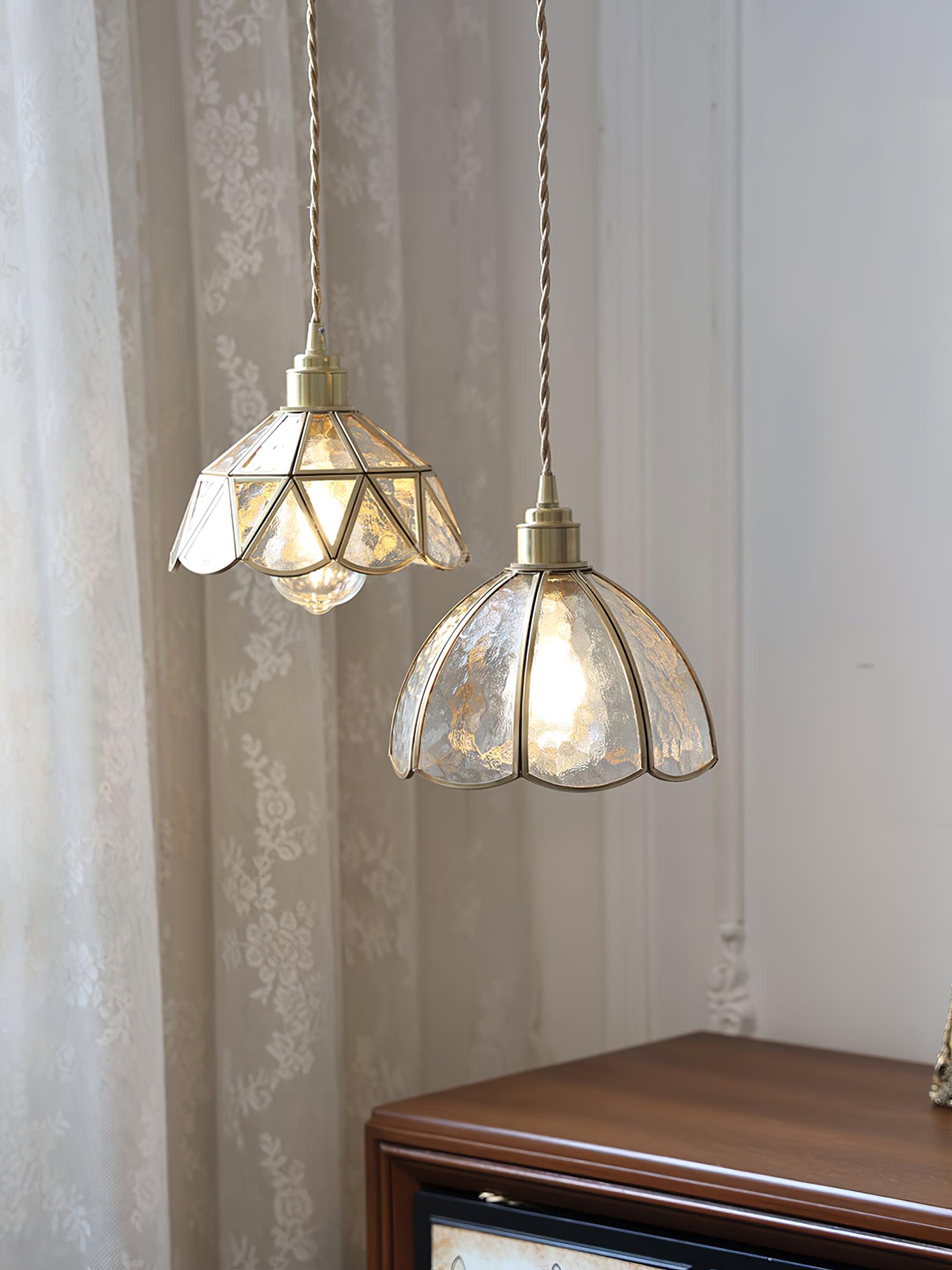 Pendant Light Stained Glass Cone 10.6 in Adjustable Kitchen Dining Room Hanging Lamp | Thomler
