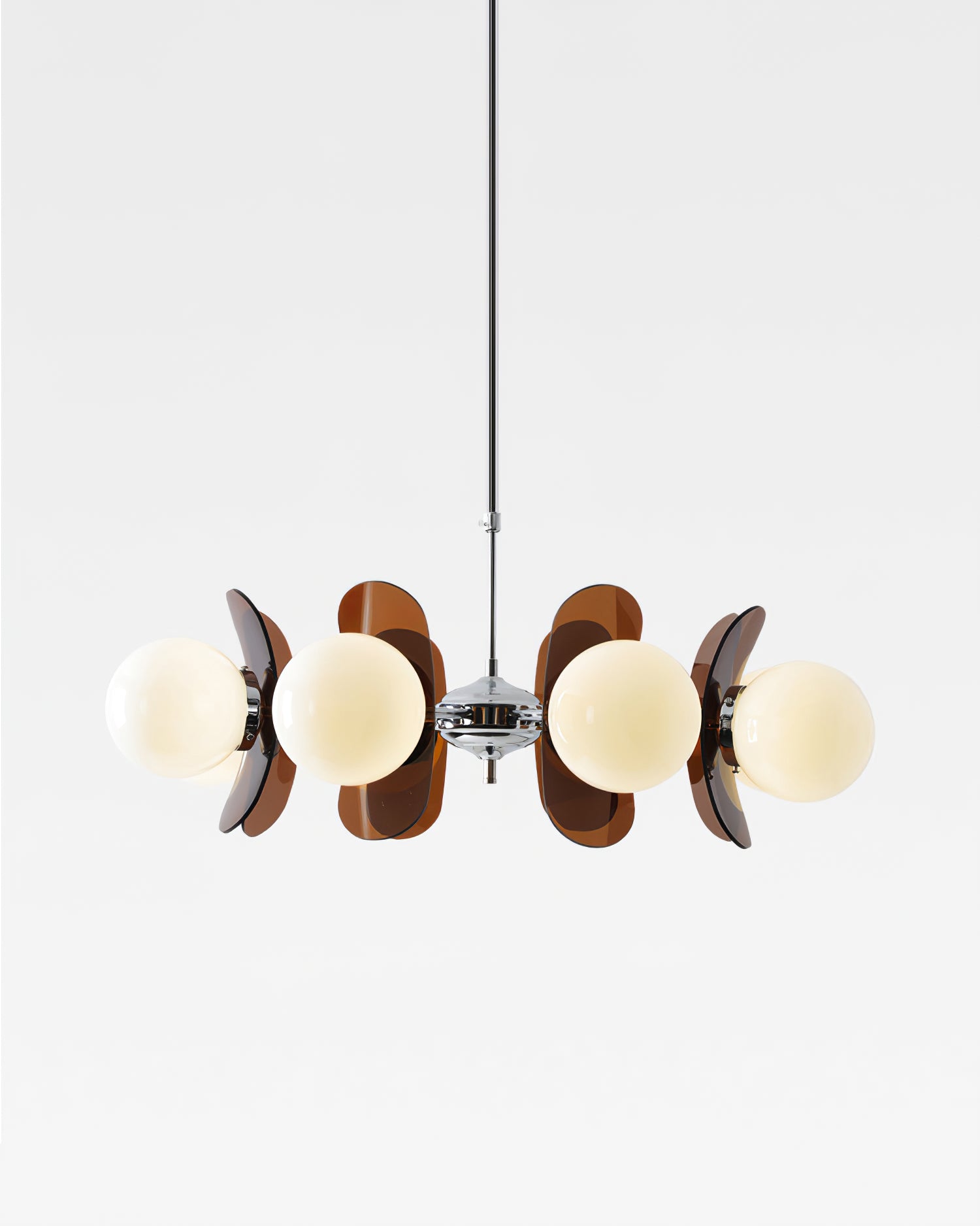 Pendant Light Chrome Glass 60.0 cm Orange Dining Room Sputnik Ceiling Fixture Modern Hanging Lamp | Thomler
