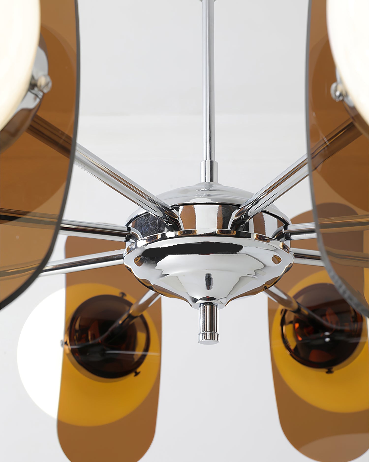 Pendant Light Chrome Glass 60.0 cm Orange Dining Room Sputnik Ceiling Fixture Modern Hanging Lamp | Thomler
