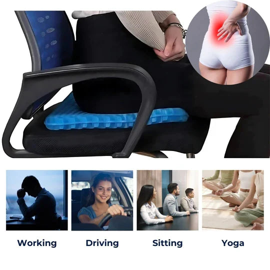 Honeycomb Gel Seat Pad for Coccyx Relief and Spinal Alignment in Office Chair Car Wheelchair | Thomler