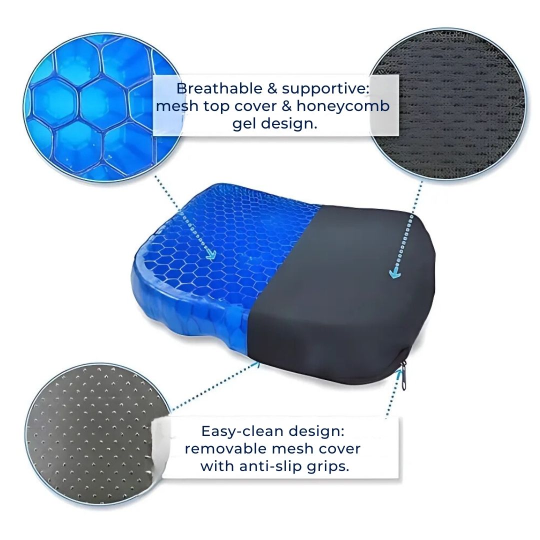 Pressure-Relieving Gel Seat Cushion for Coccyx Pain Relief | Chair Pad for Office, Car, Wheelchair | Orthopedic Support for Lower Back & | Thomler