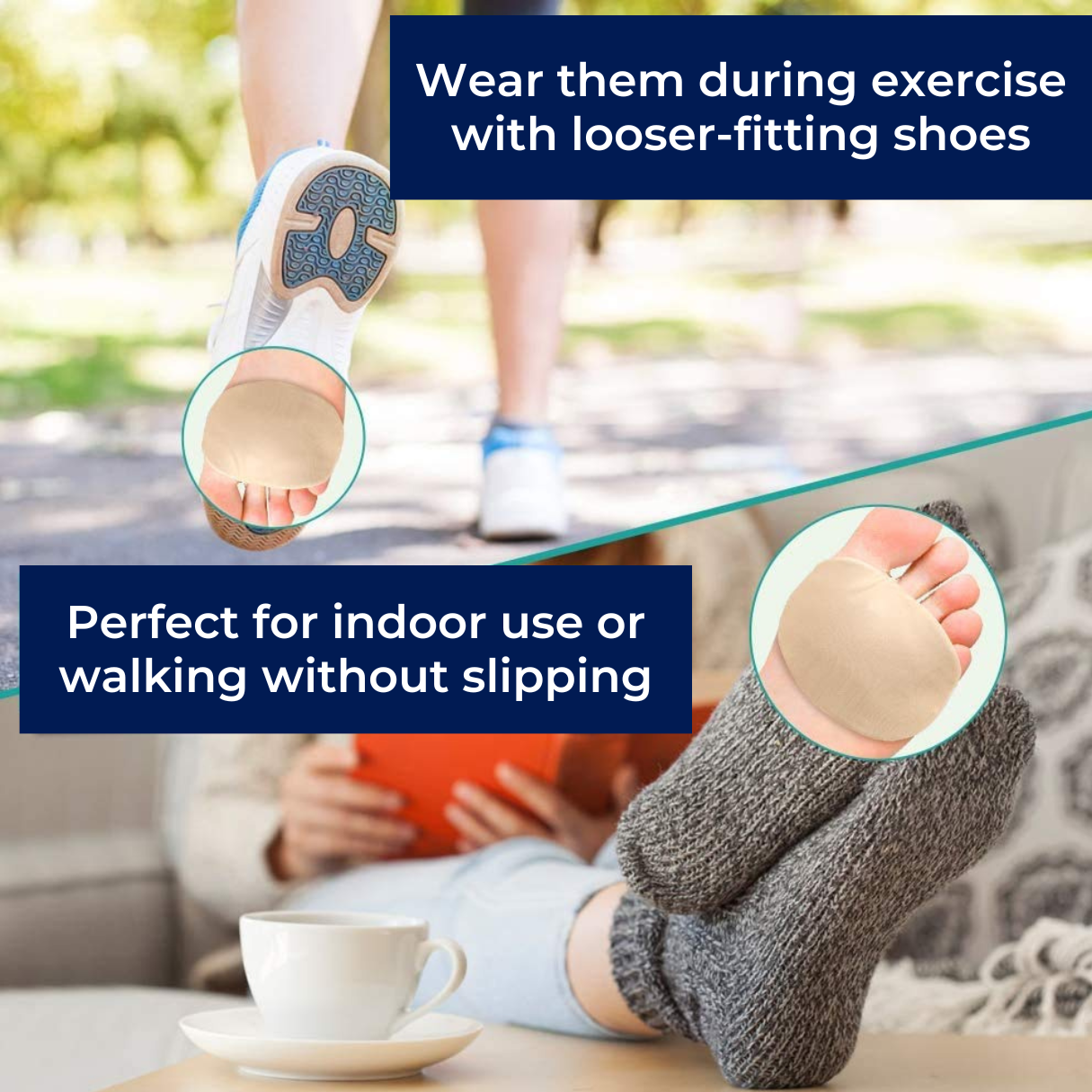 Gel Metatarsal Pads for Ball of Foot Pain Relief | Cushioned Arch Support Inserts for Morton's Neuroma & Forefoot Discomfort | Reusable | Thomler
