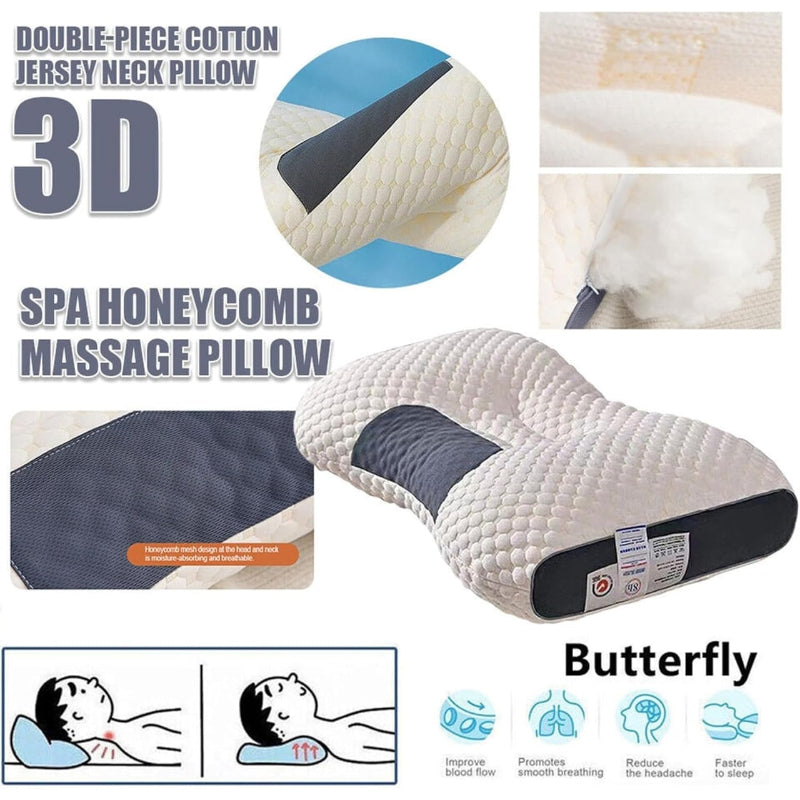 Contour Memory Foam Pillow for Neck Pain Relief – Ergonomic Sleep Support with Breathable Honeycomb Mesh for Side & Back Sleepers | Thomler