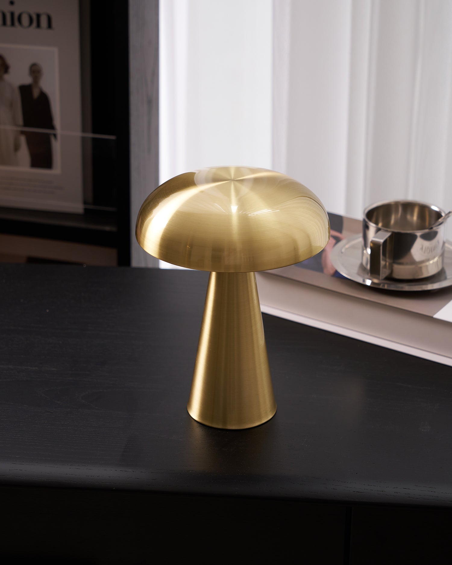 Table Lamp Aluminum 6.1 in x 8.2 in Mushroom Shade Gold Gray Blue Black Red Copper Brown USB Desk Light | Thomler