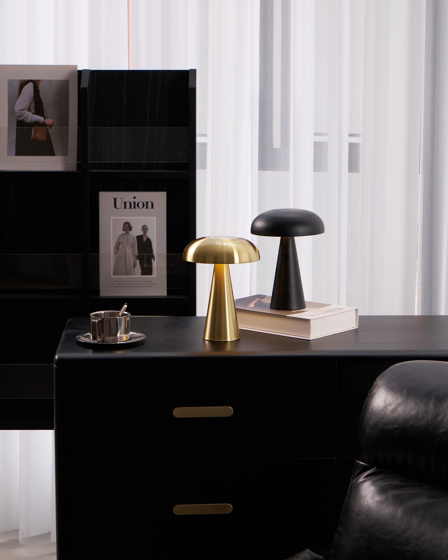 Table Lamp Aluminum 6.1 in x 8.2 in Mushroom Shade Gold Gray Blue Black Red Copper Brown USB Desk Light | Thomler