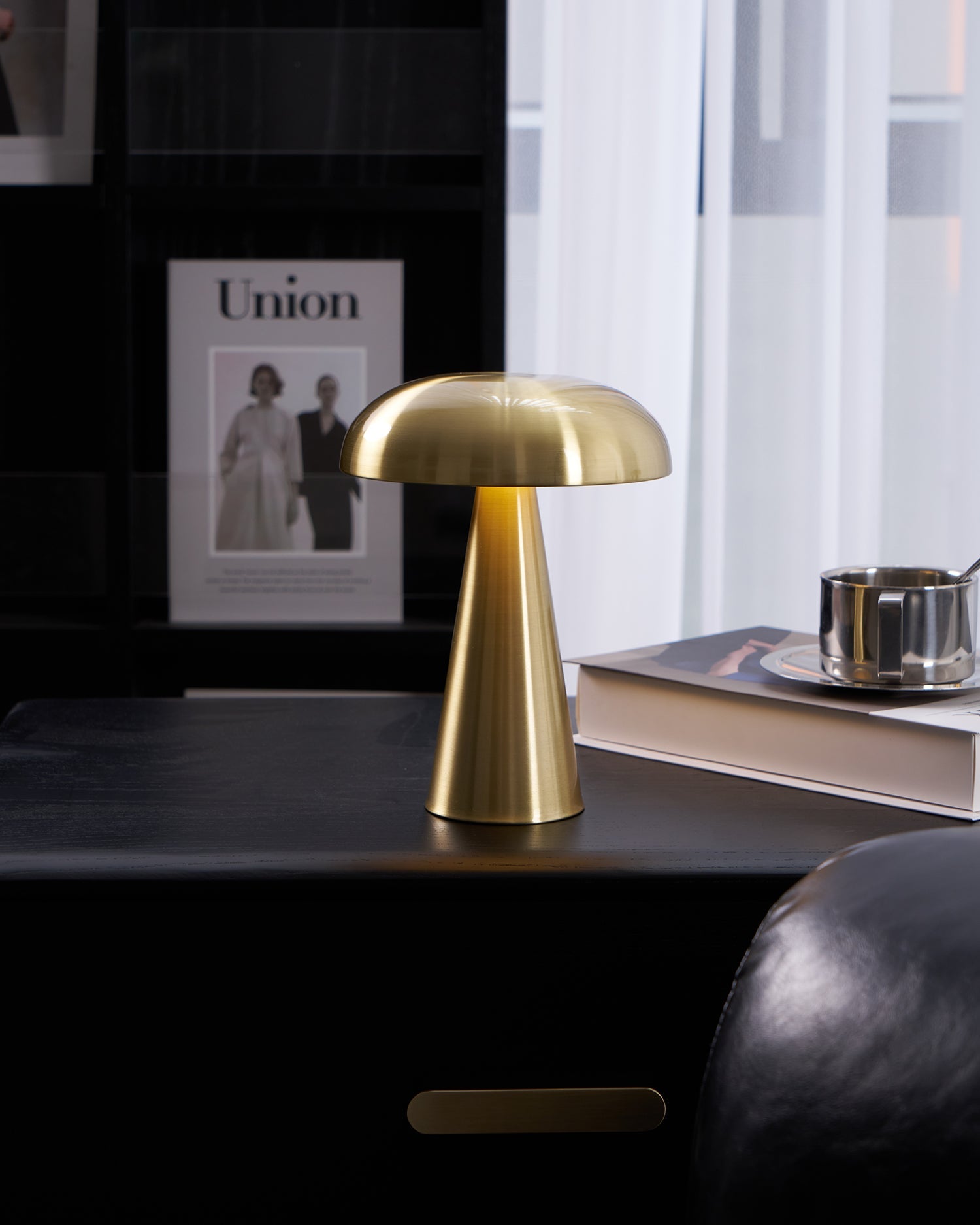 Table Lamp Aluminum 6.1 in x 8.2 in Mushroom Shade Gold Gray Blue Black Red Copper Brown USB Desk Light | Thomler