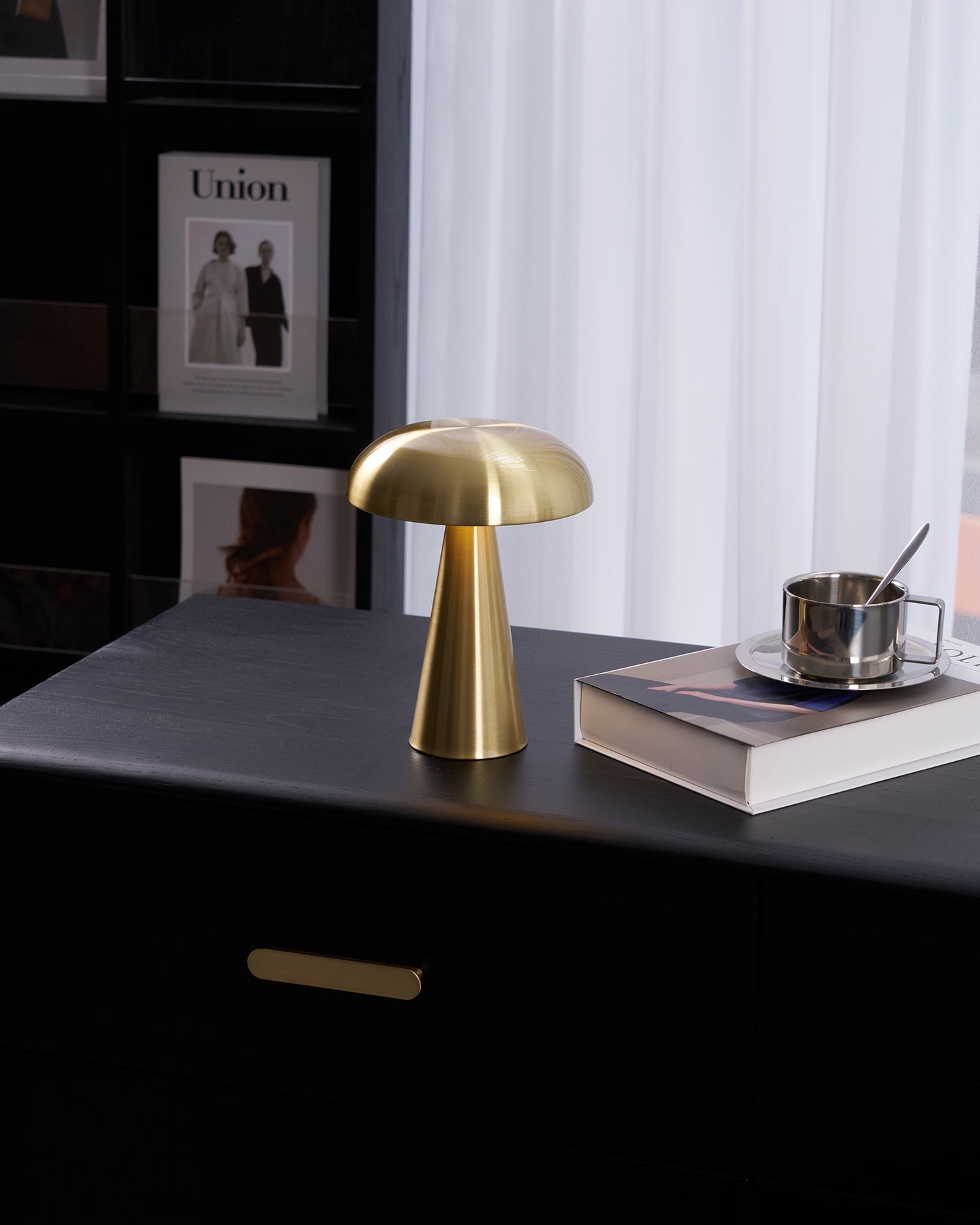 Table Lamp Aluminum 6.1 in x 8.2 in Mushroom Shade Gold Gray Blue Black Red Copper Brown USB Desk Light | Thomler