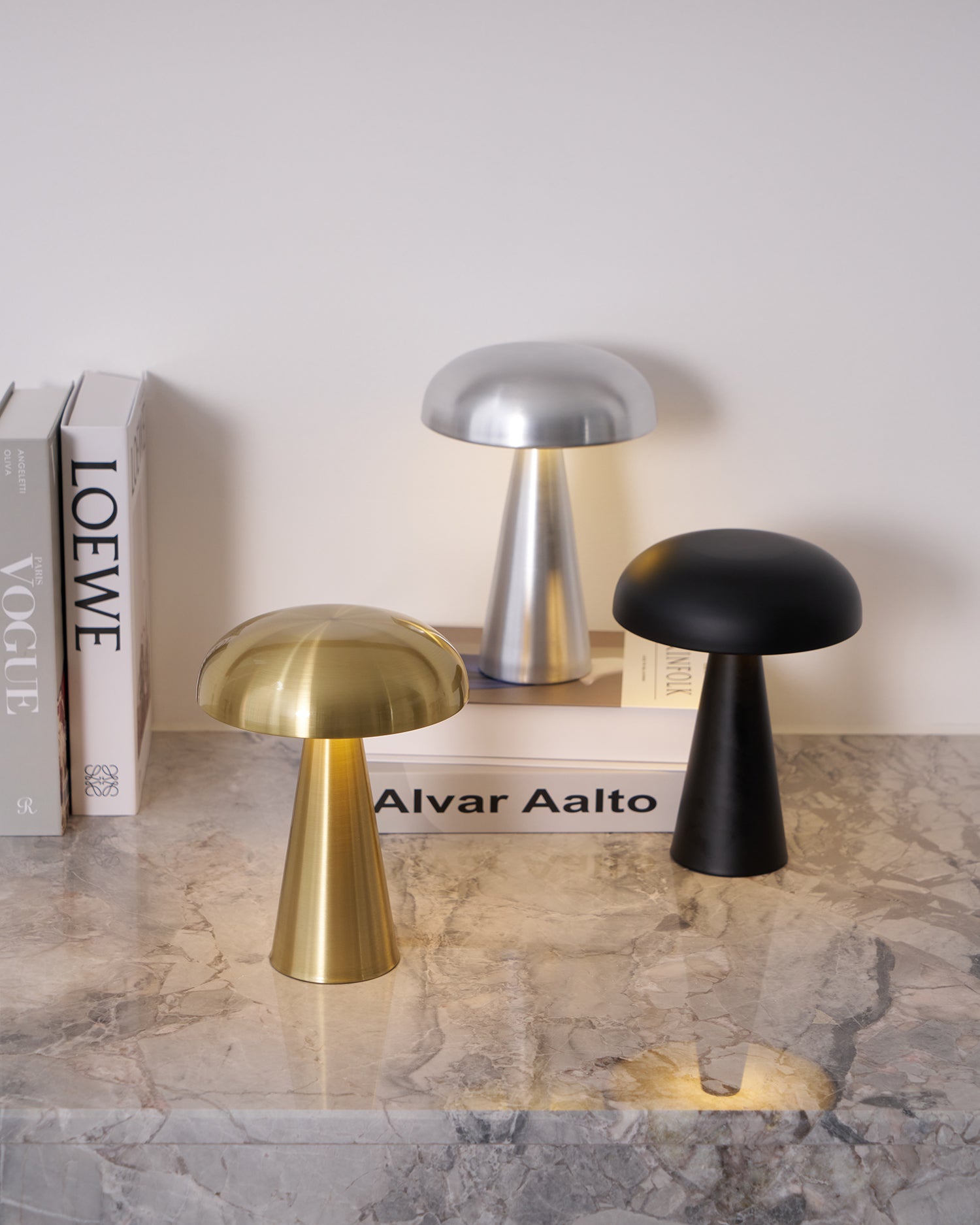 Table Lamp Aluminum 6.1 in x 8.2 in Mushroom Shade Gold Gray Blue Black Red Copper Brown USB Desk Light | Thomler
