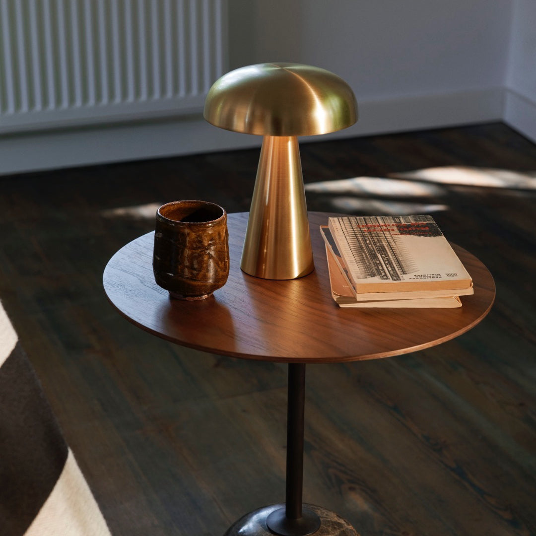 Table Lamp Aluminum 6.1 in x 8.2 in Mushroom Shade Gold Gray Blue Black Red Copper Brown USB Desk Light | Thomler