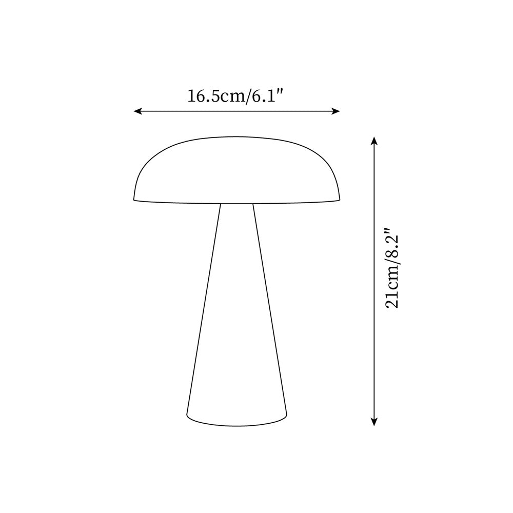 Table Lamp Aluminum 6.1 in x 8.2 in Mushroom Shade Gold Gray Blue Black Red Copper Brown USB Desk Light | Thomler