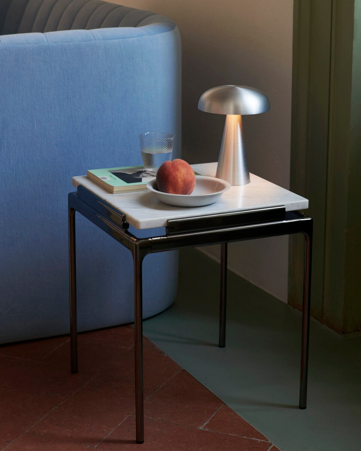 Table Lamp Aluminum 6.1 in x 8.2 in Mushroom Shade Gold Gray Blue Black Red Copper Brown USB Desk Light | Thomler