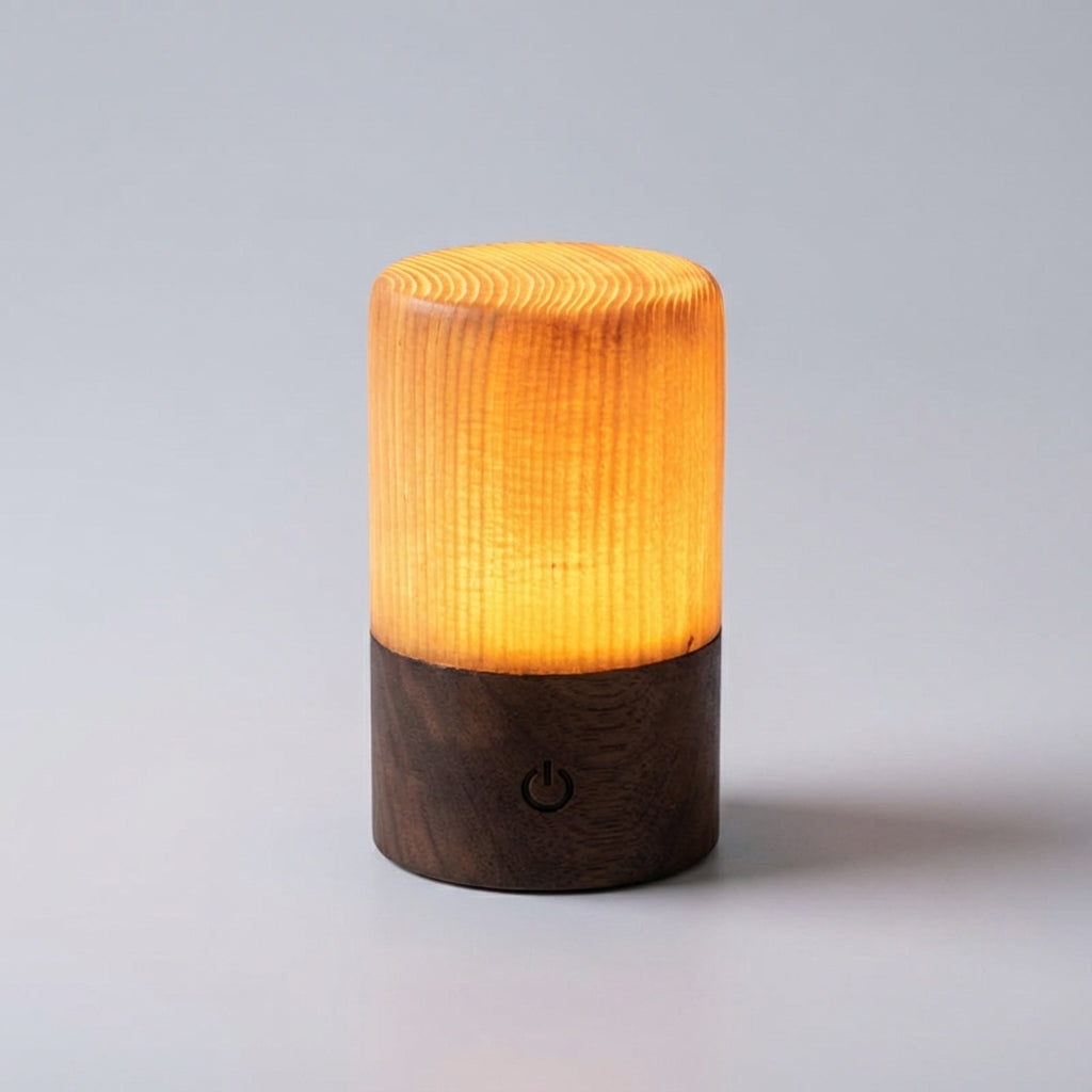 Table Lamp Wood Look Rechargeable LED Natural Bedroom Bedside Touch Dimmable Cordless Ambient Night Light Japandi Scandinavian Decor | Thomler