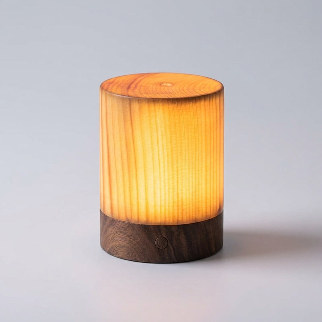 Table Lamp Wood Look Rechargeable LED Natural Bedroom Bedside Touch Dimmable Cordless Ambient Night Light Japandi Scandinavian Decor | Thomler
