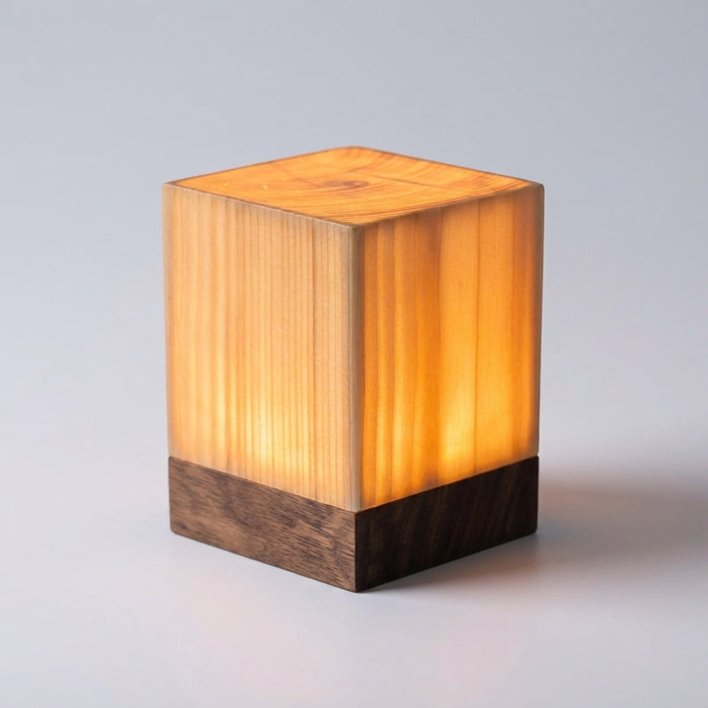 Table Lamp Wood Look Rechargeable LED Natural Bedroom Bedside Touch Dimmable Cordless Ambient Night Light Japandi Scandinavian Decor | Thomler