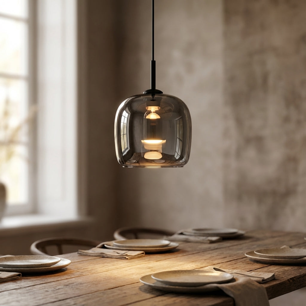 Glass Globe Drop Light with E27 Base – Modern Rounded Shade for Dining & Kitchen | Thomler