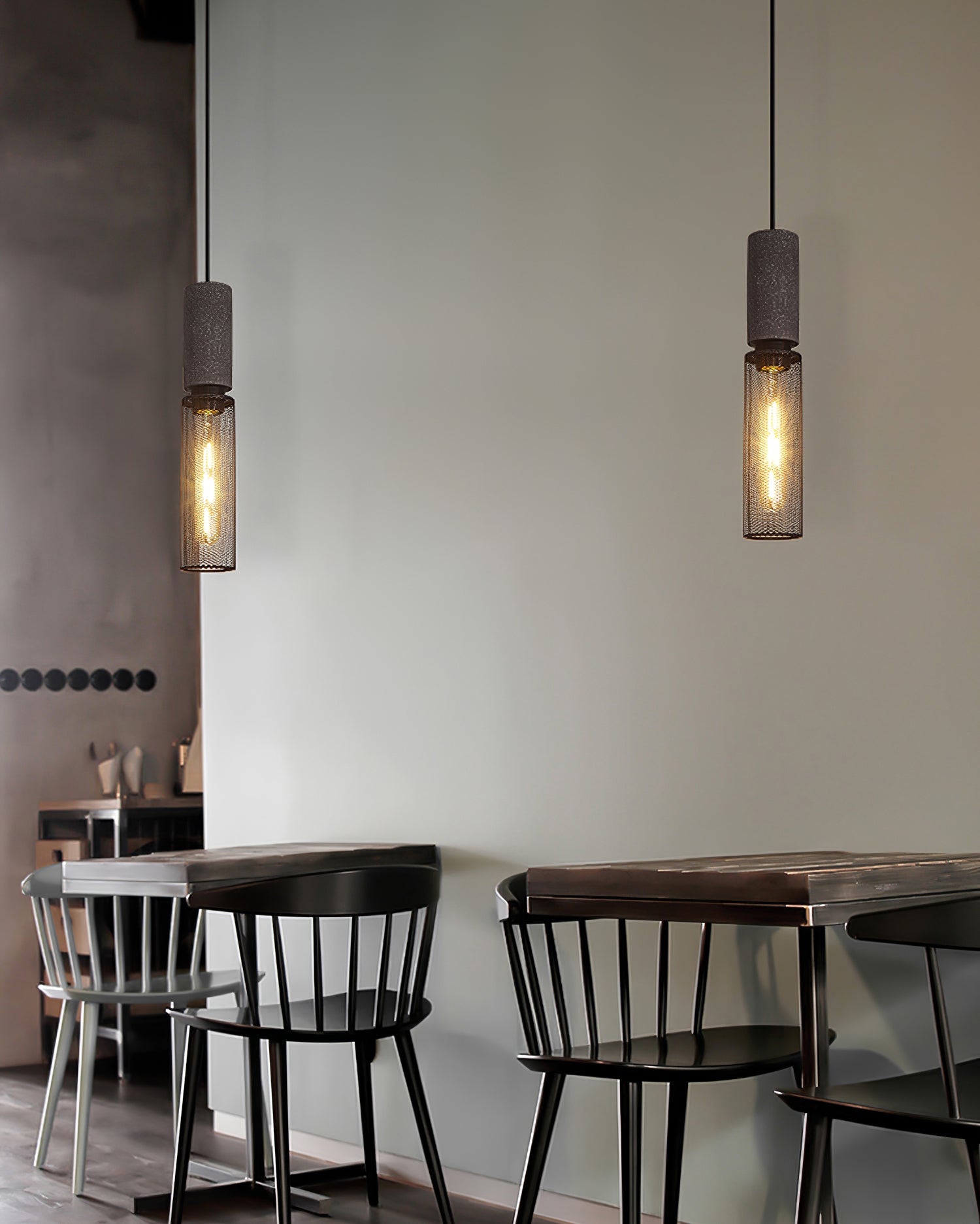 Pendant Light Cement Metal 9.8 in Adjustable Indoor Ceiling Lamp Black Grey Dining Kitchen Bedroom Accent | Thomler