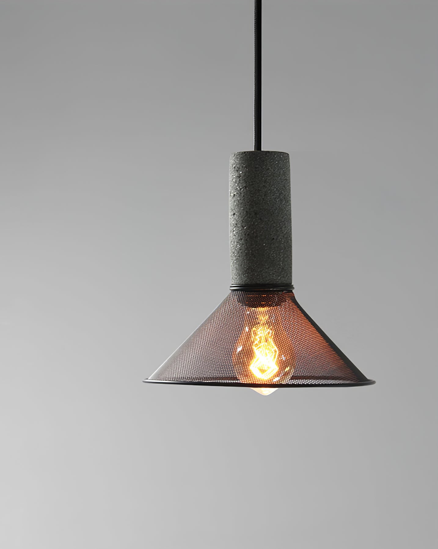 Pendant Light Cement Metal 9.8 in Adjustable Indoor Ceiling Lamp Black Grey Dining Kitchen Bedroom Accent | Thomler