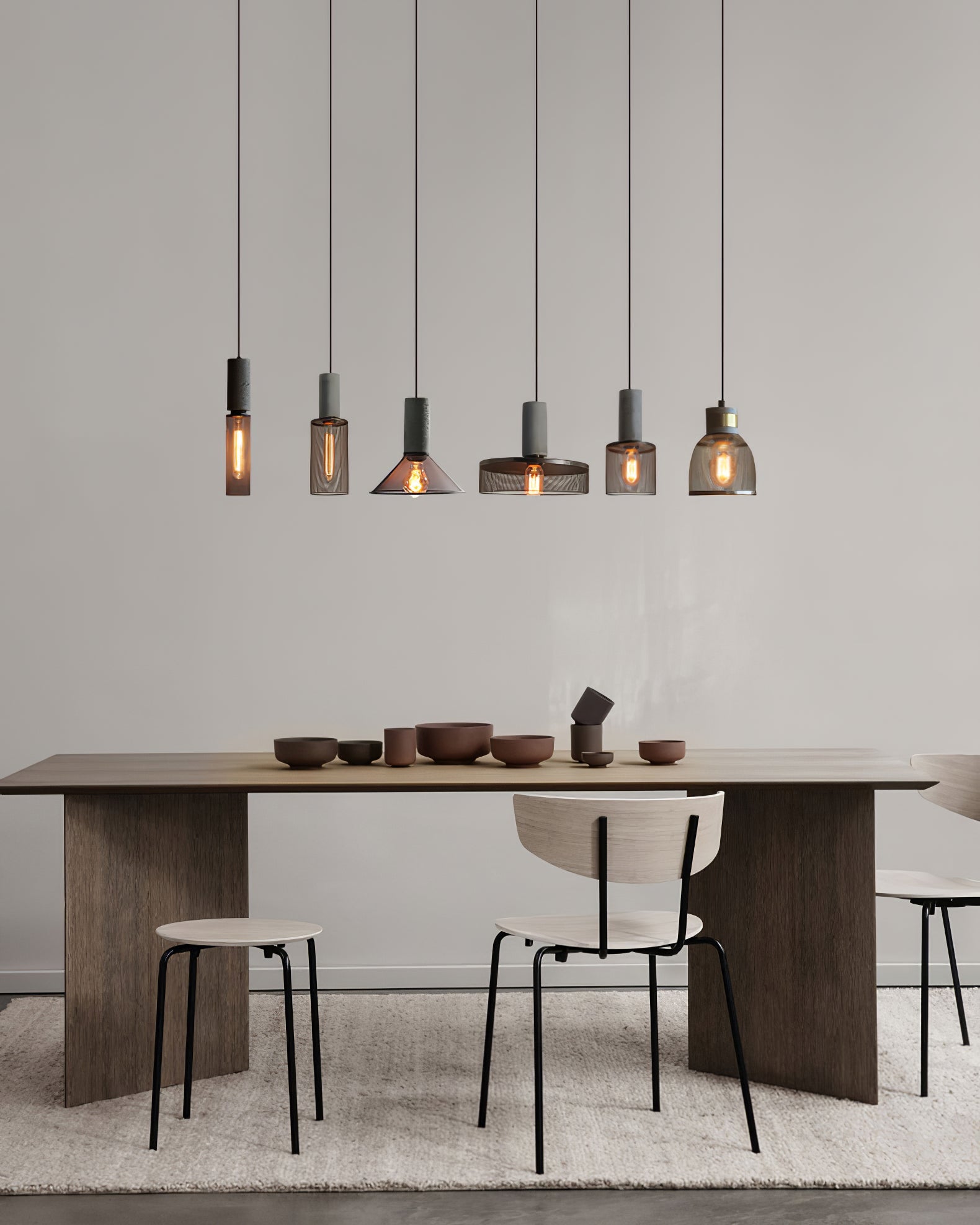 Pendant Light Cement Metal 9.8 in Adjustable Indoor Ceiling Lamp Black Grey Dining Kitchen Bedroom Accent | Thomler