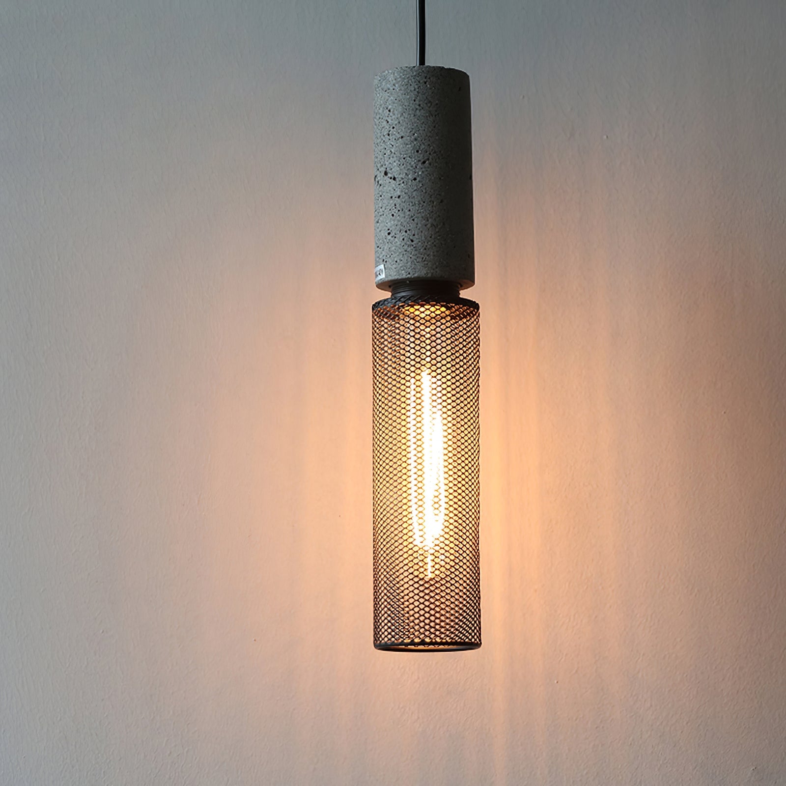 Pendant Light Cement Metal 9.8 in Adjustable Indoor Ceiling Lamp Black Grey Dining Kitchen Bedroom Accent | Thomler