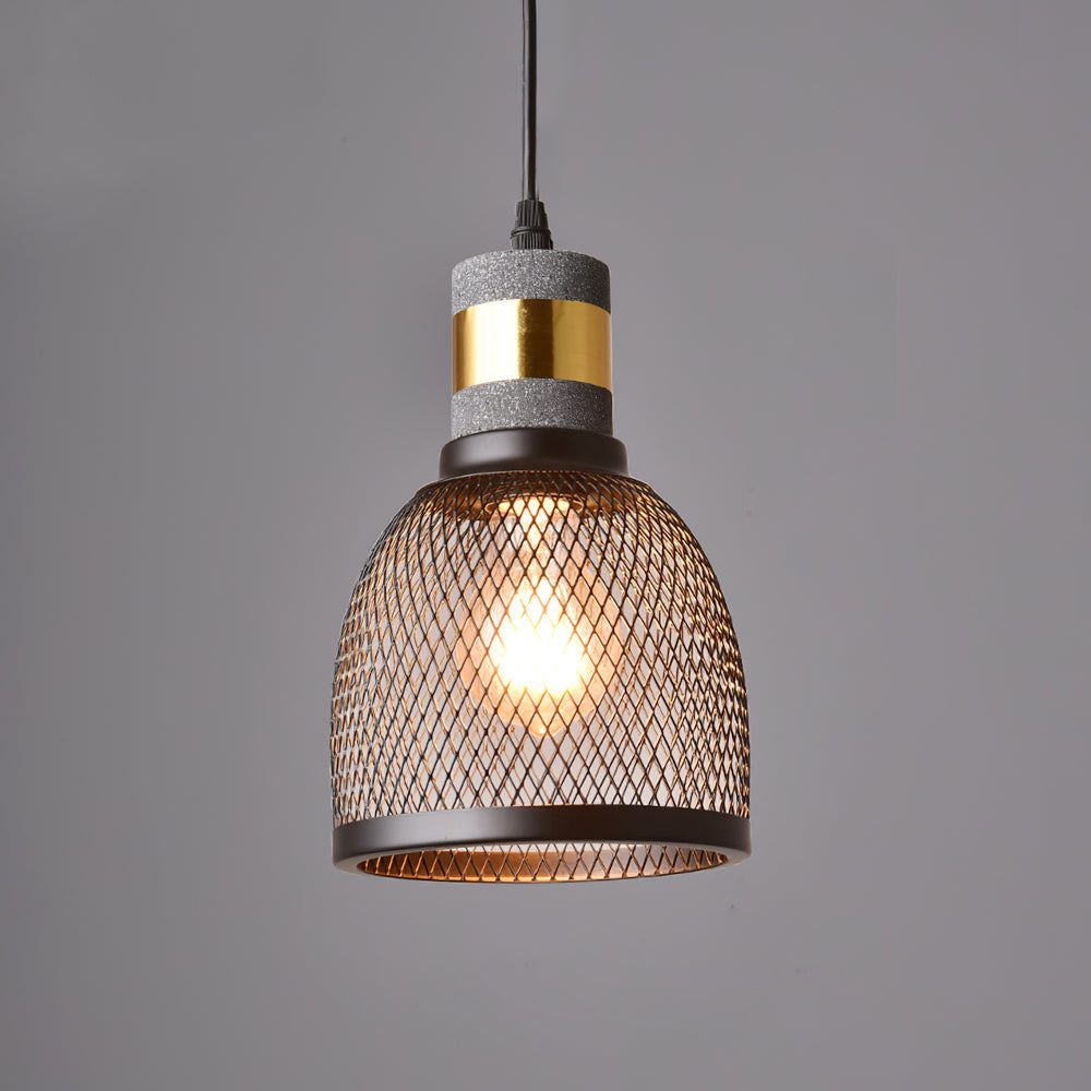 Pendant Light Cement Metal 9.8 in Adjustable Indoor Ceiling Lamp Black Grey Dining Kitchen Bedroom Accent | Thomler