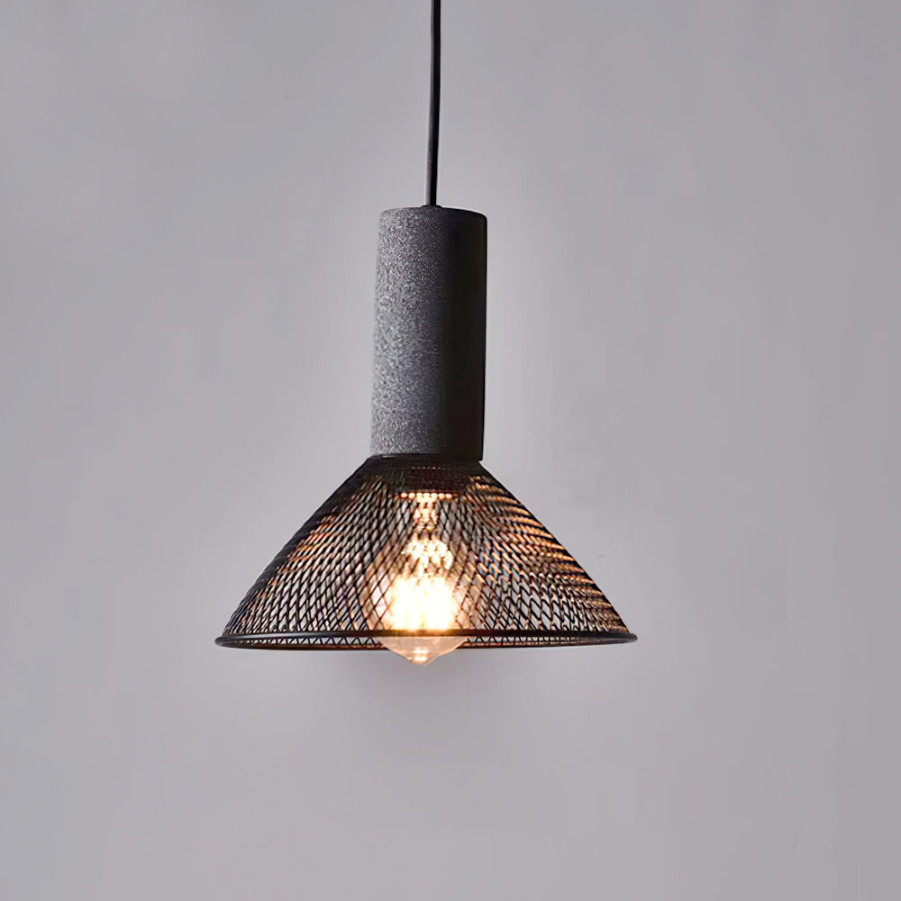 Pendant Light Cement Metal 9.8 in Adjustable Indoor Ceiling Lamp Black Grey Dining Kitchen Bedroom Accent | Thomler