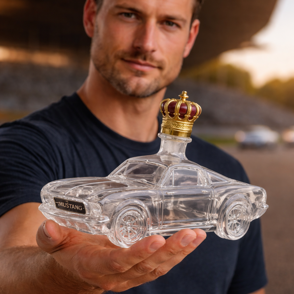Vintage Car Whiskey Decanter – Classic Automobile Glass Bottle with Cork Stopper for Bourbon, Scotch & Spirits – Handcrafted Barware Gift | Thomler