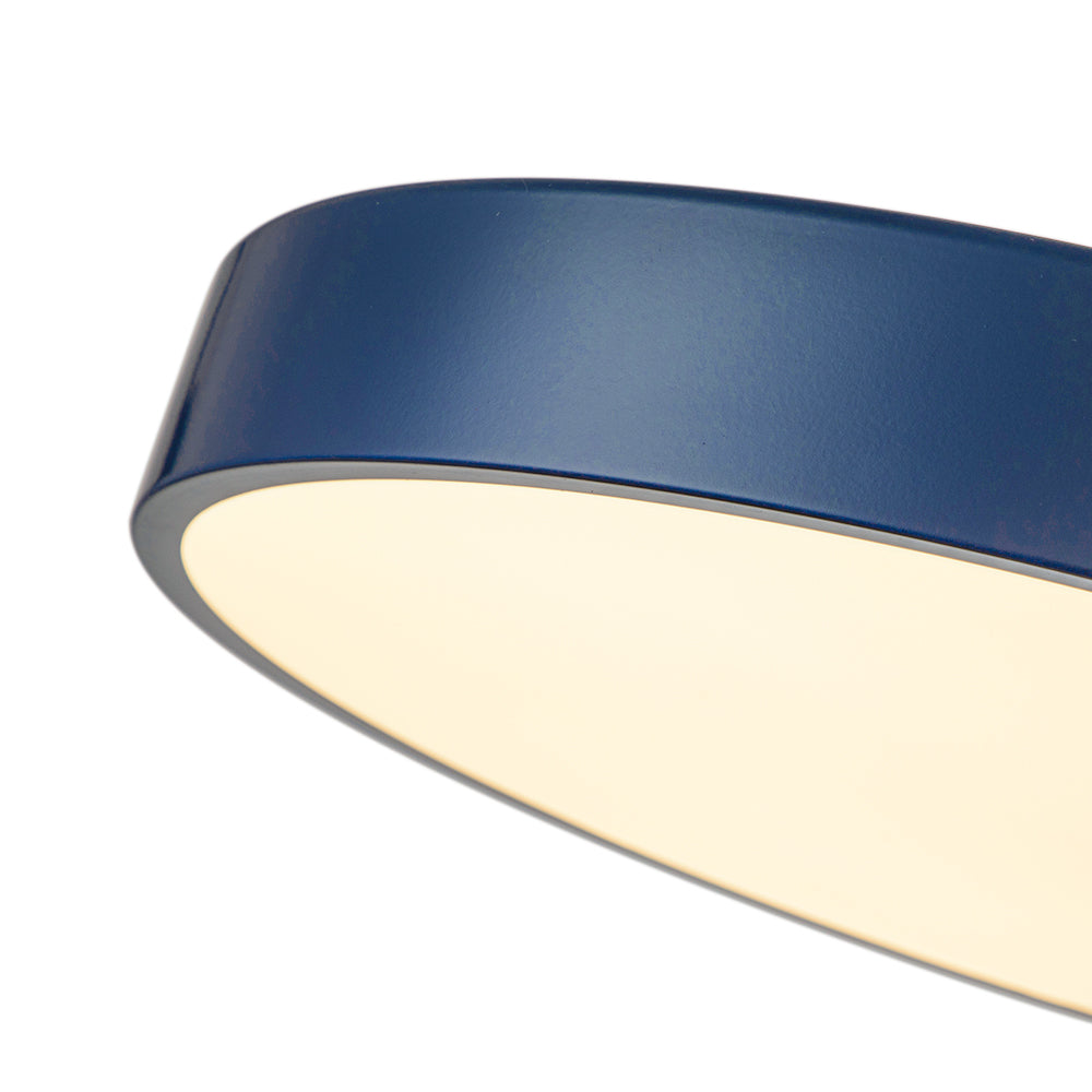 Ceiling Light Metal Acrylic 40.0 cm Navy Blue Brass Living Room Dimmable LED Semi Flush Mount Fixture | Thomler