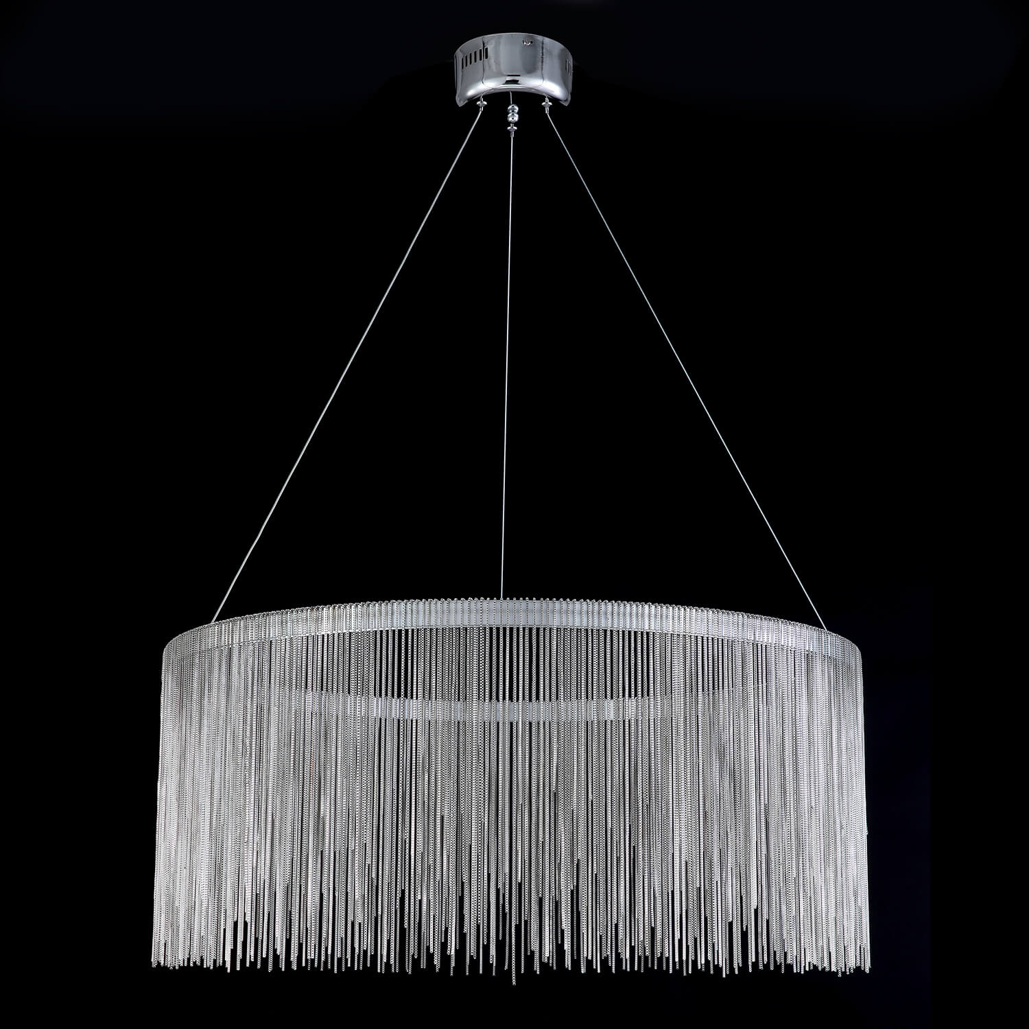 Circular Aluminum LED Chandelier Modern Ring Pendant Light Silver Finish for Dining Room Kitchen Bedroom Adjustable Height Ceiling Fixture | Thomler
