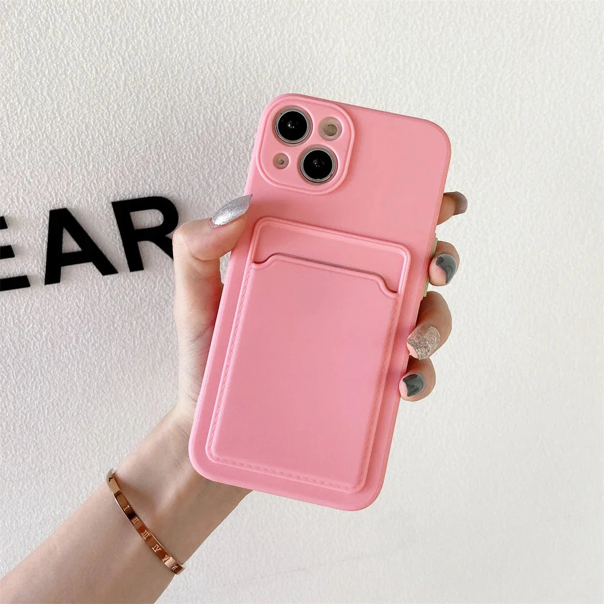 iPhone Silicone Case with Card Slot – Shock-Absorbing Protection with 1-2 Card Holder Pocket for iPhone 17 Pro Max 16 15 Plus – Raised | Thomler