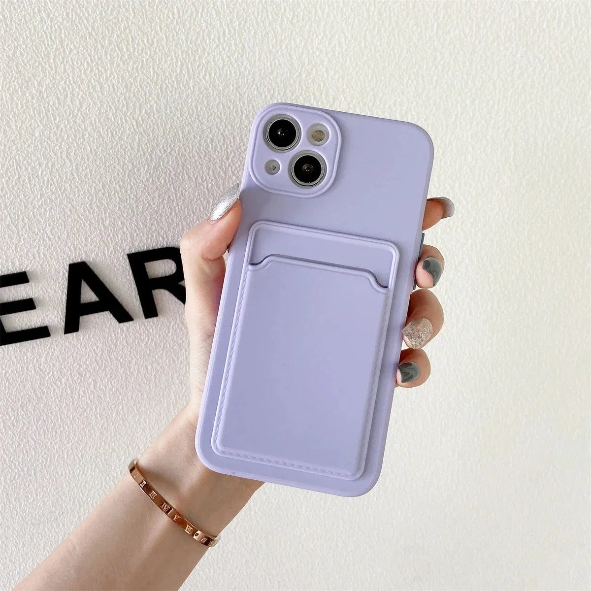 iPhone Silicone Case with Card Slot – Shock-Absorbing Protection with 1-2 Card Holder Pocket for iPhone 17 Pro Max 16 15 Plus – Raised | Thomler