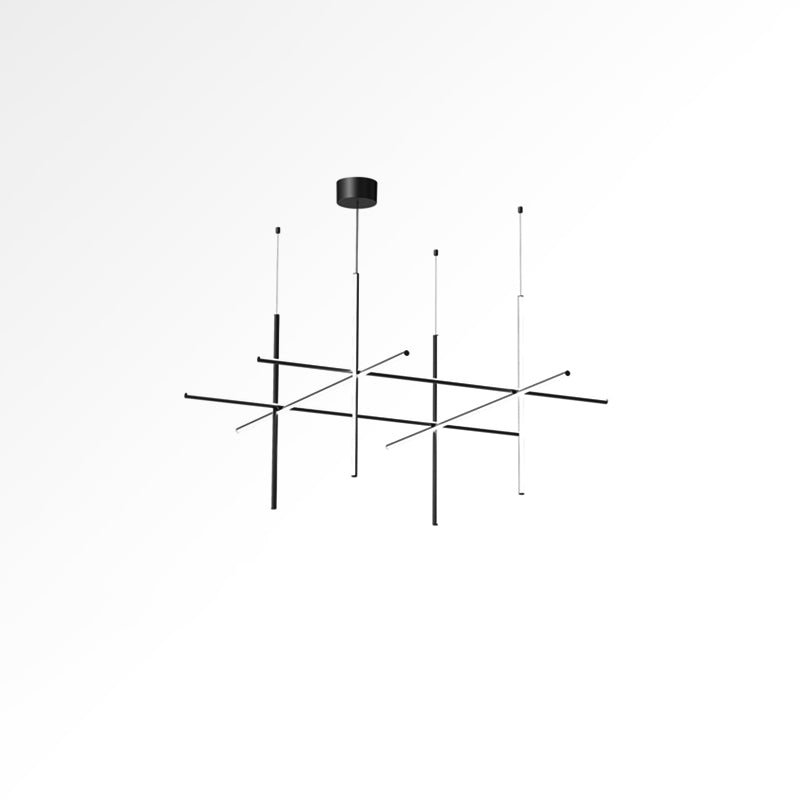Pendant Light Aluminium Integrated LED 175.0 cm Black Modern Dining Room Linear Chandelier Modular Ceiling Lighting | Thomler
