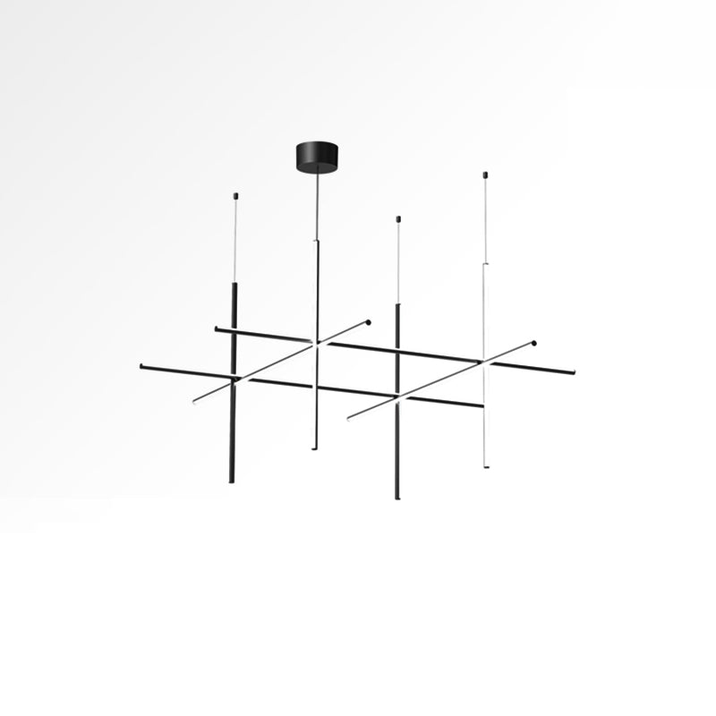 Pendant Light Aluminium Integrated LED 175.0 cm Black Modern Dining Room Linear Chandelier Modular Ceiling Lighting | Thomler