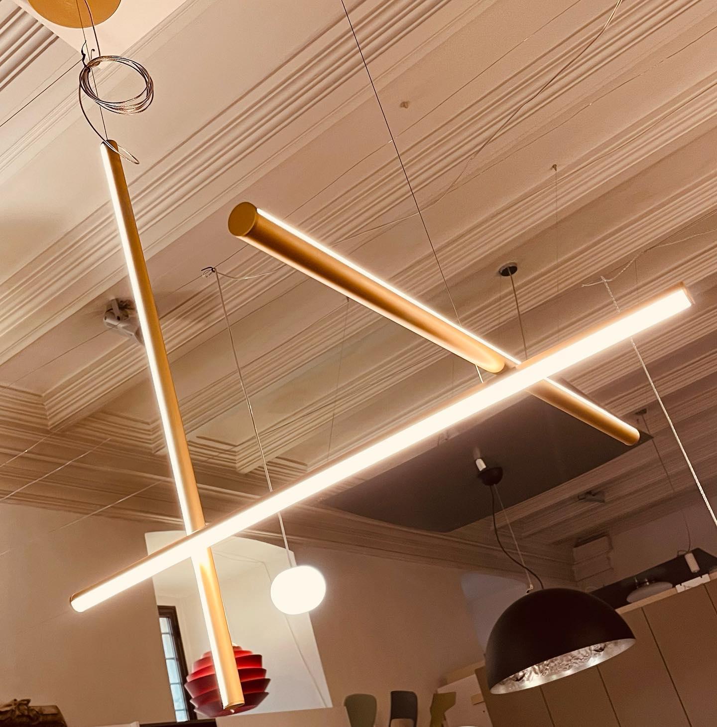 Pendant Light Aluminium Integrated LED 175.0 cm Black Modern Dining Room Linear Chandelier Modular Ceiling Lighting | Thomler