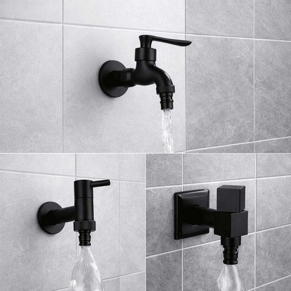 Wall-Mount Brass Faucet – Matte Black Finish for Indoor & Outdoor Use | Thomler