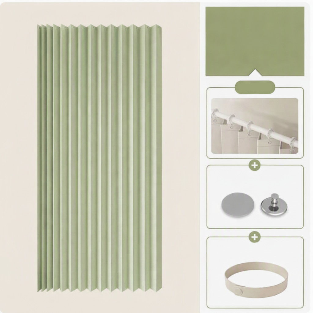 Collapsible Magnetic Shower Screen – Space-Saving Waterproof Bathroom Divider for Wet Rooms & Tub Enclosures | Thomler