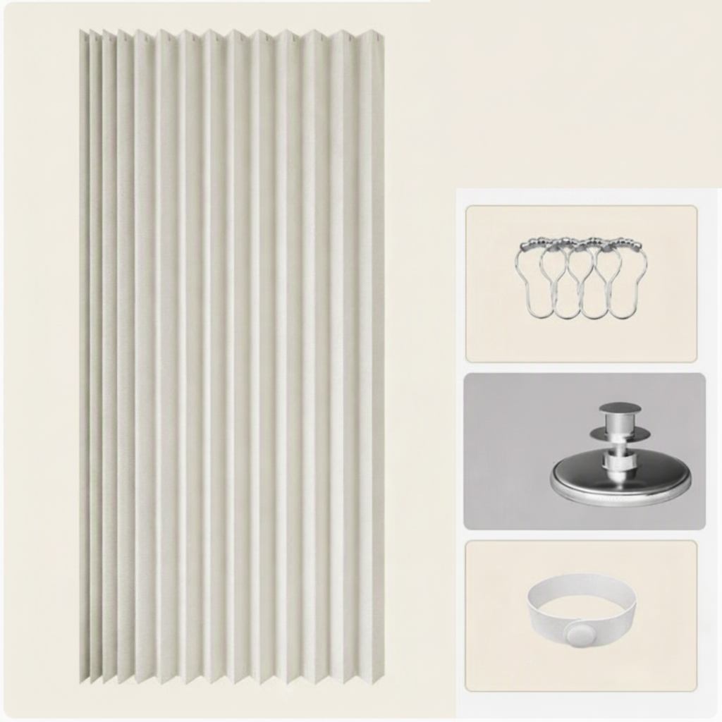 Collapsible Magnetic Shower Screen – Space-Saving Waterproof Bathroom Divider for Wet Rooms & Tub Enclosures | Thomler