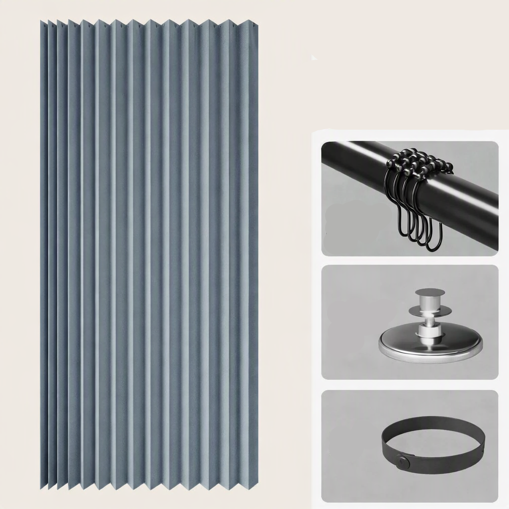 Collapsible Magnetic Shower Screen – Space-Saving Waterproof Bathroom Divider for Wet Rooms & Tub Enclosures | Thomler