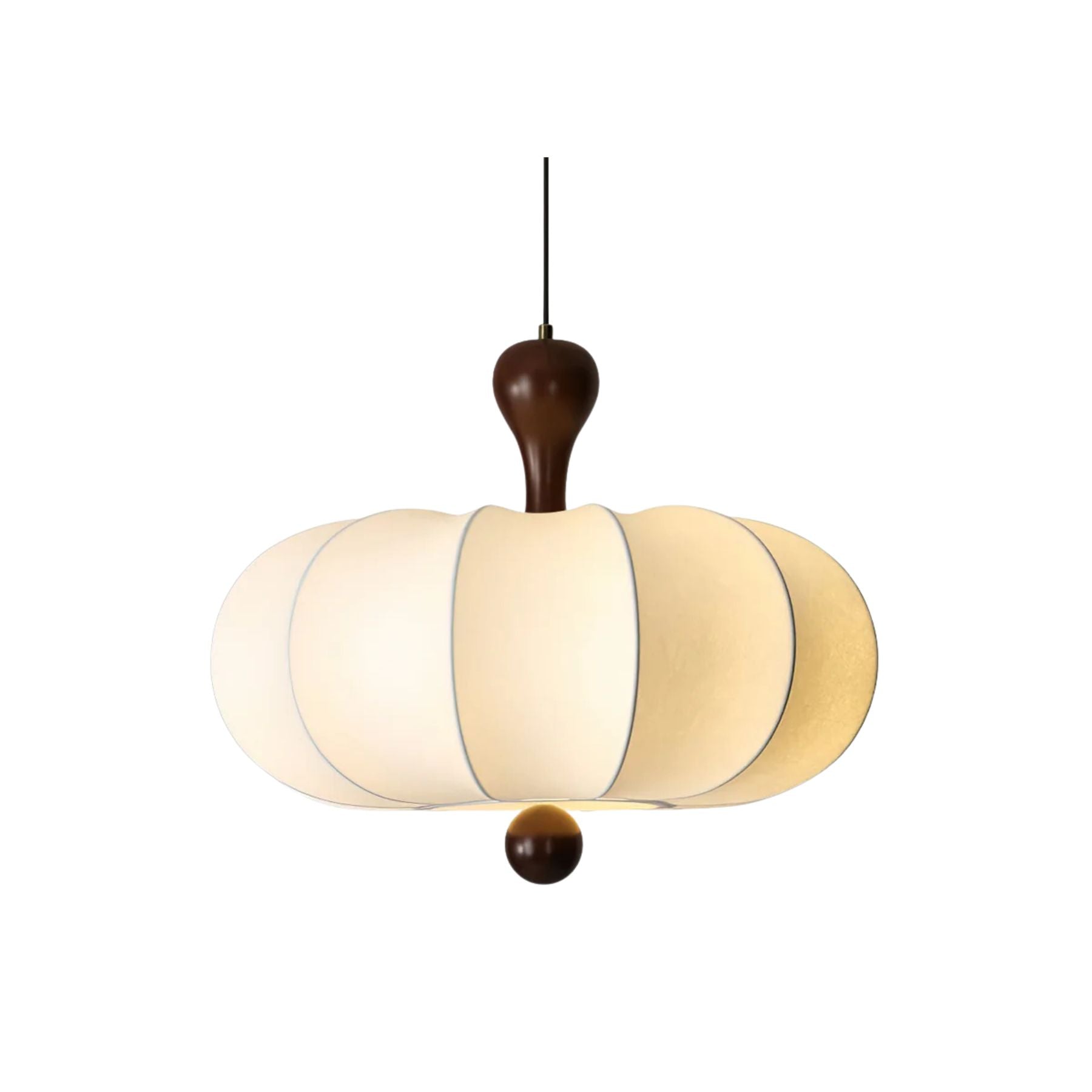 Pendant Light Fabric Walnut Wood White Dining Room Living Room Japandi Scandinavian Hanging Ceiling Lamp | Thomler