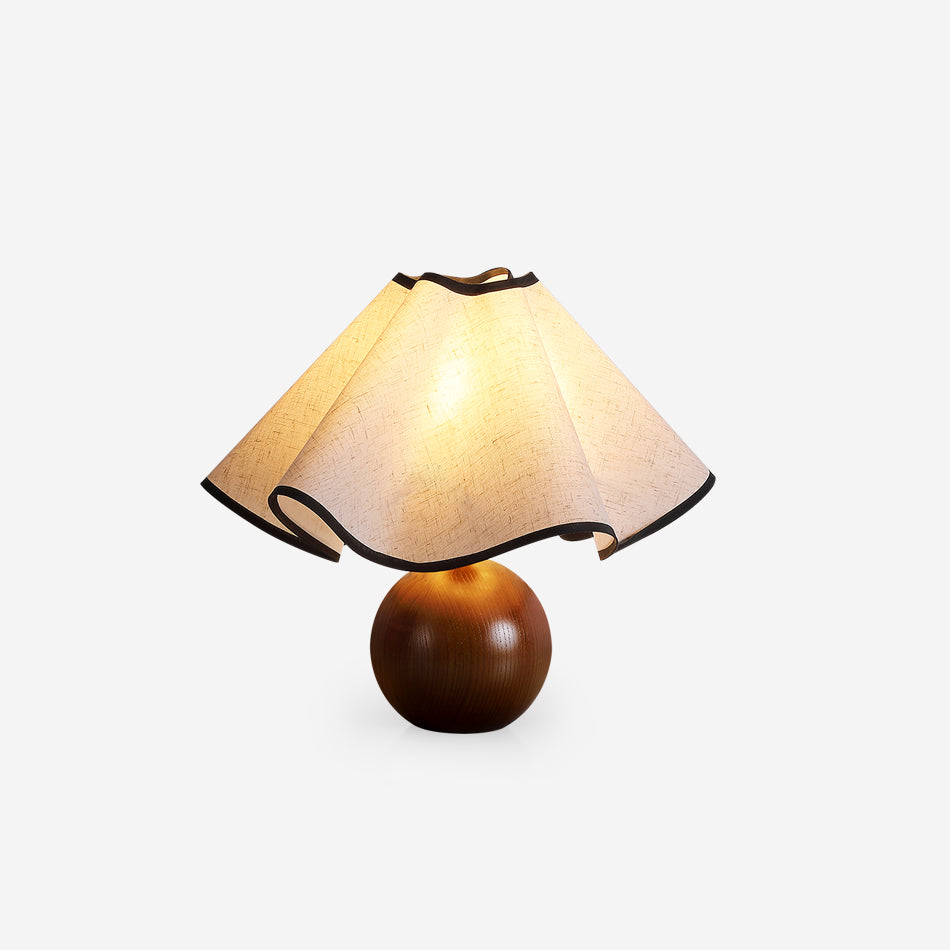 Table Lamp Wood 11.8 in (30.0 cm) Fabric Shade Indoor Desk Bedside Nightstand Light | Thomler